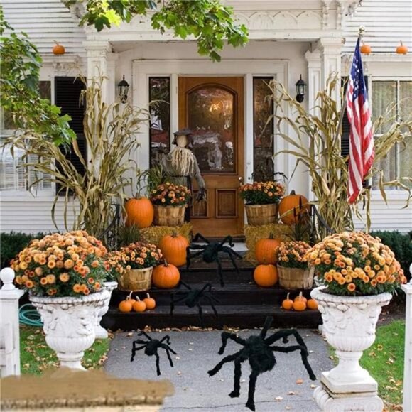 4 Pack Halloween Spiders Giant Fake Scary Hairy Spider for Halloween Decorations - Picture 3 of 7